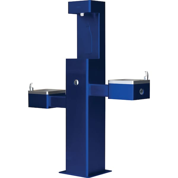Global Industrial Outdoor Bottle Filling Station & Bi-Level Drinking Fountain, Blue Powder Coat 761220BL - main